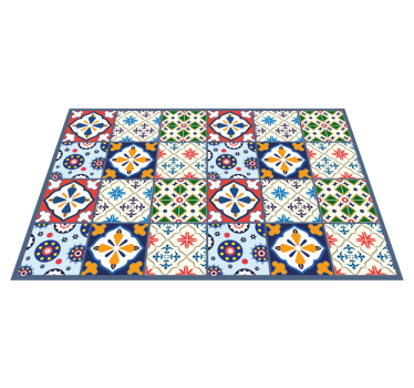 Alfombra vinílica hidráulica piezas coloridas vibrantes - TenVinilo