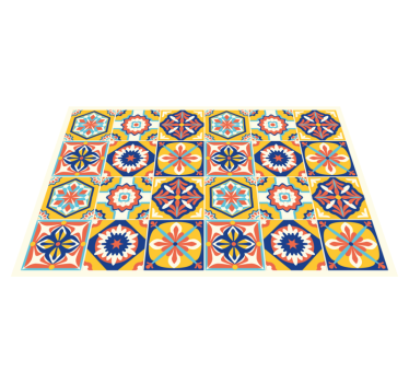 Alfombra vinílica hidráulica patrón de mosaico colorido - TenVinilo