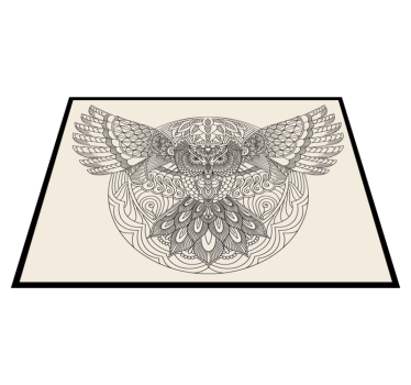 Alfombra vinílica mandala elegante patrón de búho - TenVinilo