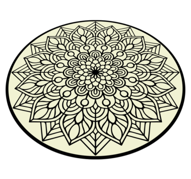 Alfombra vinílica mandala elegante emblema botánico - TenVinilo