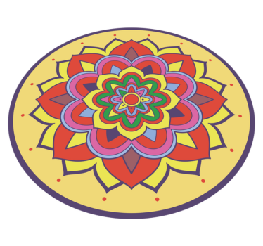Alfombra vinílica mandala flor grande colorida - TenVinilo