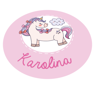 Alfombra vinilo personalizable Unicornio rosa con nombre - TenVinilo