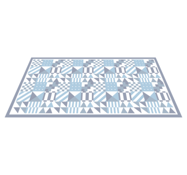 Alfombra vinílica hidráulica patrones geométricos azules - TenVinilo