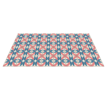 Alfombra vinílica hidráulica patrón geométrico rosa y azul - TenVinilo