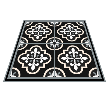 Alfombra vinílica hidráulica mosaico blanco y negro - TenVinilo