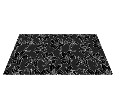 Alfombra vinilo salón Plantas en blanco y negro - TenVinilo