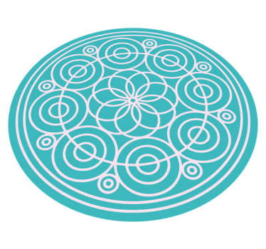 Alfombra vinílica mandala patrón circular turquesa - TenVinilo