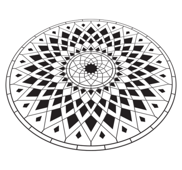 Alfombra vinílica mandala motivo negro complejo - TenVinilo