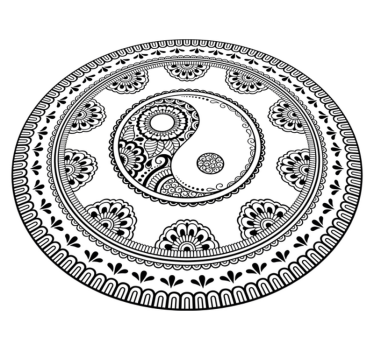 Alfombra vinílica mandala elemento redondo gris - TenVinilo