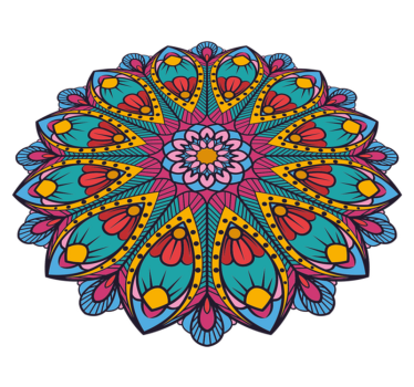 Alfombra vinílica mandala ilustración floral colorida - TenVinilo