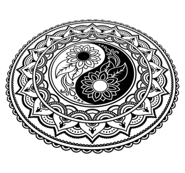 Alfombra vinílica mandala girasoles yin yang - TenVinilo