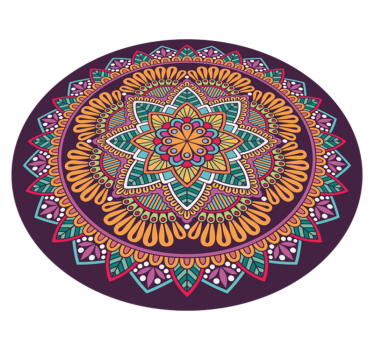 Alfombra vinílica mandala elemento floreciente y animado - TenVinilo