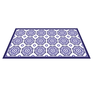 Alfombra vinílica hidráulica patrones azules ornamentados - TenVinilo