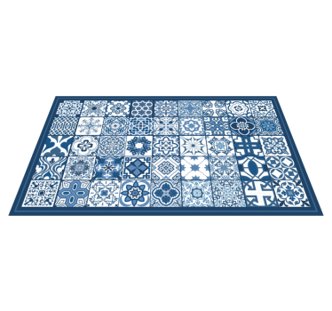 Alfombra vinílica hidráulica patrones azules clásicos - TenVinilo