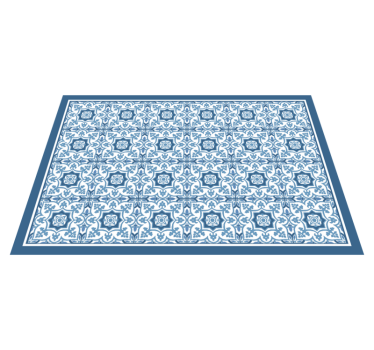 Alfombra vinílica hidráulica mosaico con estampado azul - TenVinilo