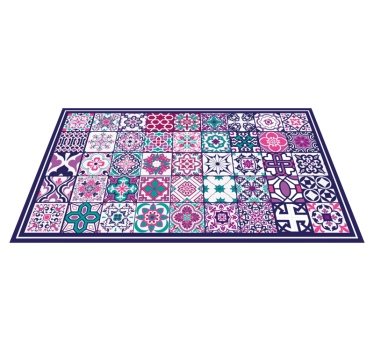 Alfombra vinílica hidráulica patrones de azulejos coloridos - TenVinilo