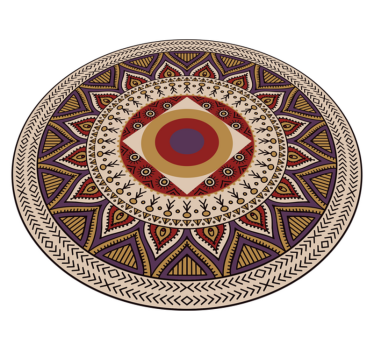 Alfombra vinílica mandala patrón circular vibrante - TenVinilo