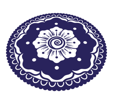 Alfombra vinílica mandala arreglo floral azul marino - TenVinilo