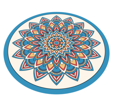 Alfombra vinílica mandala arreglo botánico vibrante - TenVinilo