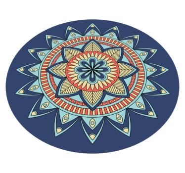 Alfombra vinílica mandala tonos azules vibrantes - TenVinilo