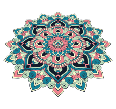 Alfombra vinílica mandala elemento floral colorido - TenVinilo