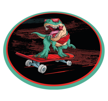 Alfombra de vinilo vintage Patinaje dinosaurio verde - TenVinilo
