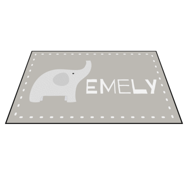 Alfombra de vinilo bebé Elefante bebé gris con nombre - TenVinilo
