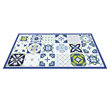 Alfombra vinilo hidráulica Estilo marroquí azul - TenVinilo