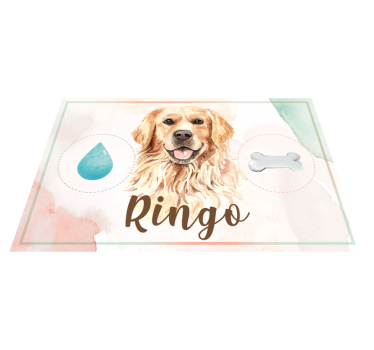 Alfombra vinílica de animales Golden retriever agua y comida - TenVinilo