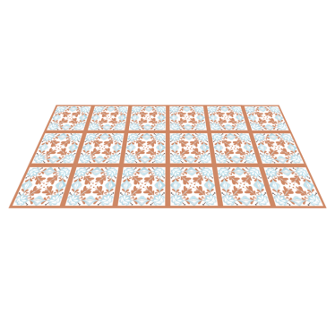 Alfombra vinilo hidráulica Azulejos mediterráneos florales - TenVinilo