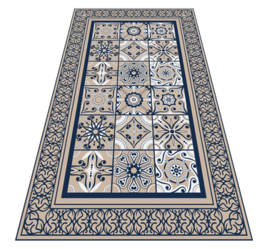 Alfombra vinílica hidráulica azulejos vintage marrones - TenVinilo
