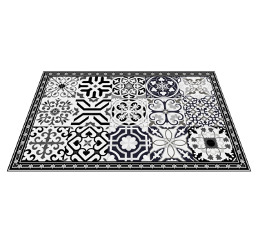 Alfombra vinílica hidráulica adorno floral tonos oscuros - TenVinilo