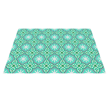 Alfombra vinilo retro azulejo hidráulico verde - TenVinilo
