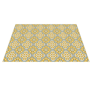 Alfombra vinilo retro azulejo hidráulico amarillo - TenVinilo