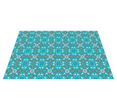 Alfombra vinilo retro azulejo hidráulico azul - TenVinilo