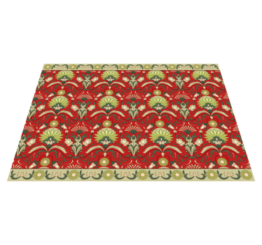 Alfombra vinílica comedor diseño verde tradicional - TenVinilo