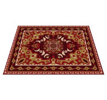 Alfombra vinílica comedor diseño floral geométrico vintage - TenVinilo