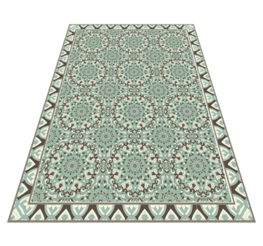 Alfombra vinílica comedor patrón de mosaico floral - TenVinilo