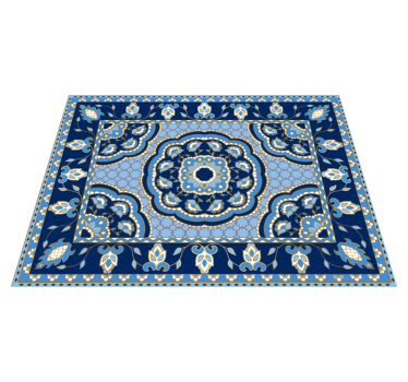 Alfombra vinílica comedor diseño azul oriental - TenVinilo
