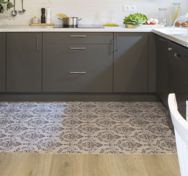 Alfombra vinilo gris floral ornamental - TenVinilo