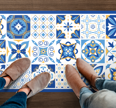Alfombra vinílica hidráulica inspiración cerámica - TenVinilo