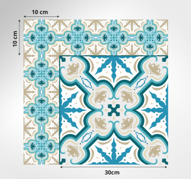 Alfombra vinílica hidráulica estampado botánico azul - TenVinilo