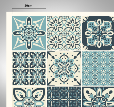 Alfombra vinílica baño azulejos azules - TenVinilo