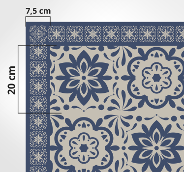 Alfombra vinílica de azulejos Tema floral hidraulico azul - TenVinilo