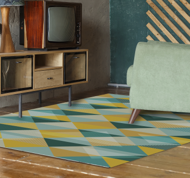 Alfombra vinílica comedor geométrica triángulos colores - TenVinilo