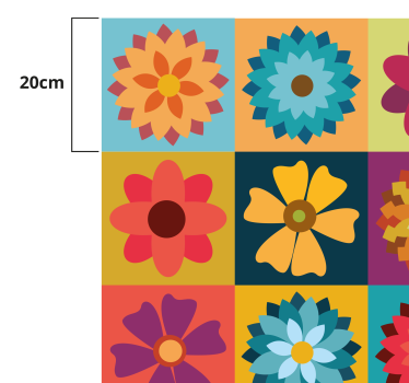 Alfombra vinilo azulejos flores hippies multicolores - TenVinilo