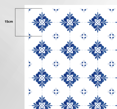 Alfombra vinílica hidráulica motivo floral de cerámica - TenVinilo