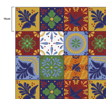 Alfombra vinílica cocina Coloridos azulejos mexicanos - TenVinilo