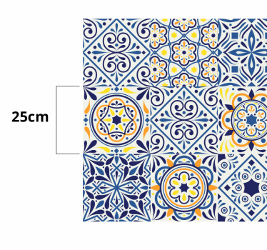 Alfombra vinilo azulejos azules florales - TenVinilo