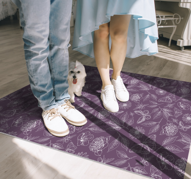 Alfombra de vinilo con patrón flores vintage - TenVinilo